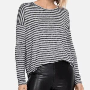 Rag & Bone “The Knit” Striped Long Sleeve Tee – Heather Gray/Black – S